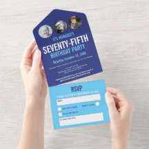 Grafikblått cyanfoto cirklar 75:e födelsedag