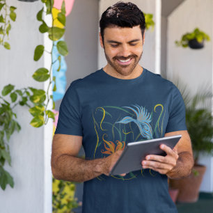 Grafikblått fåglar och Paradise-fågel T Shirt
