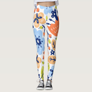 Grafikblommor, tätt beniglar leggings