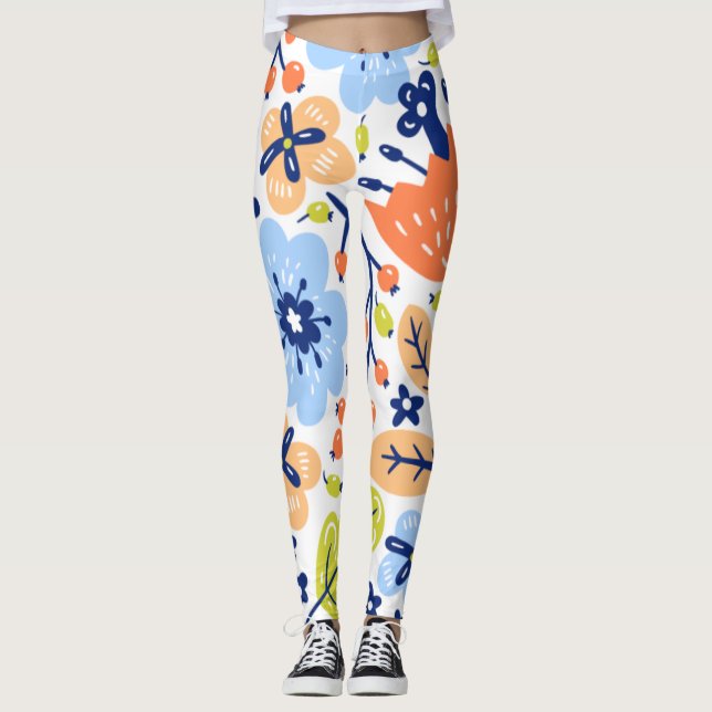 Grafikblommor, tätt beniglar leggings (Framsida)