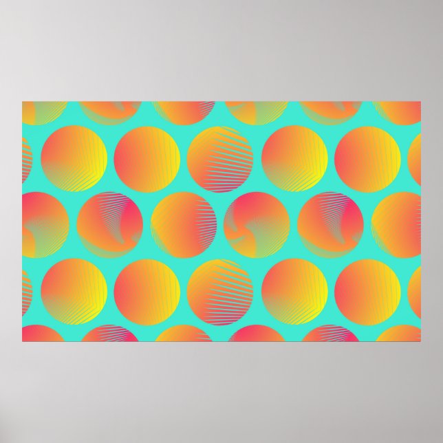 grafikcirklar sömlös mönster i orange blå sh poster (Framsidan)