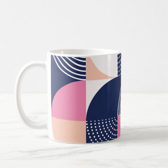 Grafikcirklar Vintage Sömlös Mönster Kaffemugg (Vänster)
