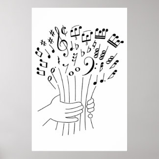 Grafikdesign: blommor av musik noter - poster