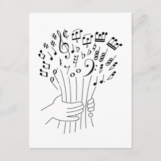 Grafikdesign: blommor från musik noter - vykort