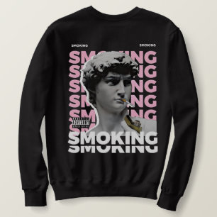 Grafikdesign David Sculpture Smoking Streetwear Lång Ärmad Tröja