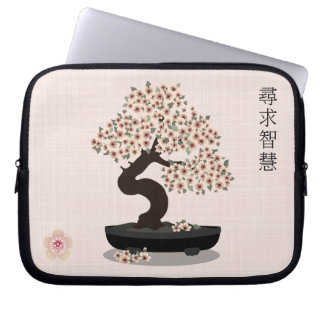 Grafikdesign för den asiatiska blommigten bonsai b laptop fodral