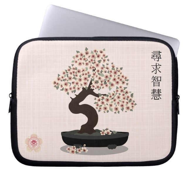 Grafikdesign för den asiatiska blommigten bonsai b laptop fodral (Framsidan)