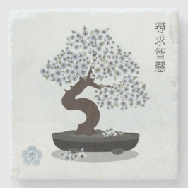 Grafikdesign för den asiatiska blommigten bonsai b stenunderlägg