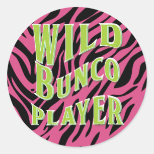 Grafikdesign för vild Bunco Player Runt Klistermärke