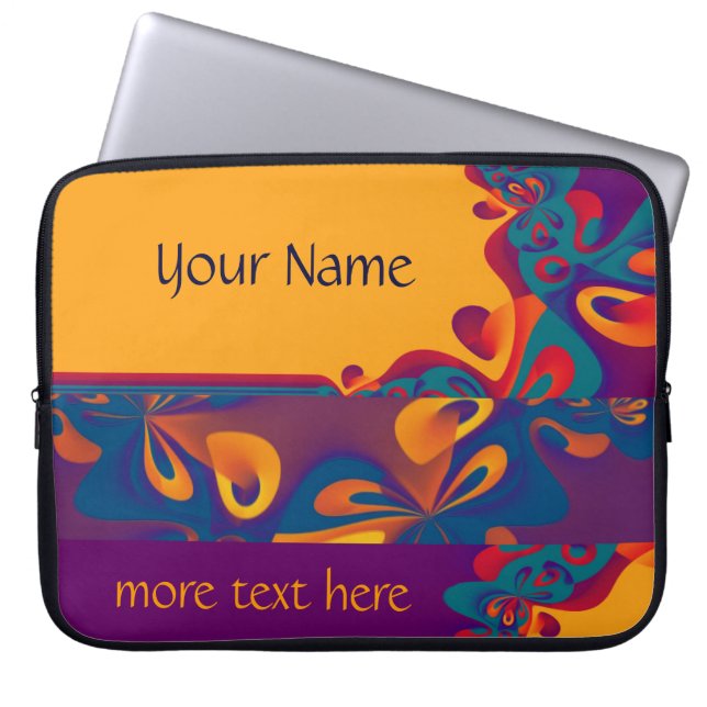 Grafikdesign Mönster - violett orange + text Laptop Fodral (Framsidan)