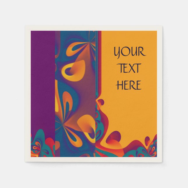 Grafikdesign Mönster - violett orange + text Pappersservett (Framsidan)