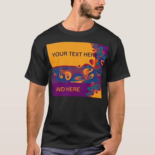 Grafikdesign Mönster - violett orange + text Tee (Framsida)