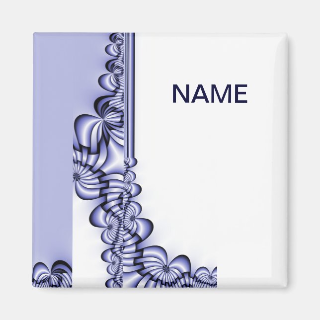 Grafikdesign Mönster - vit blått + text Magnet (Framsidan)
