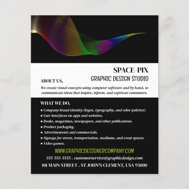 Grafikdesignering, reklam för grafikdesigner flygblad (Framsidan)