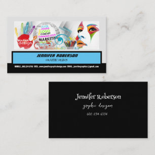 Grafikdesignerteckningsgrafik Hand Ansikte Visitkort