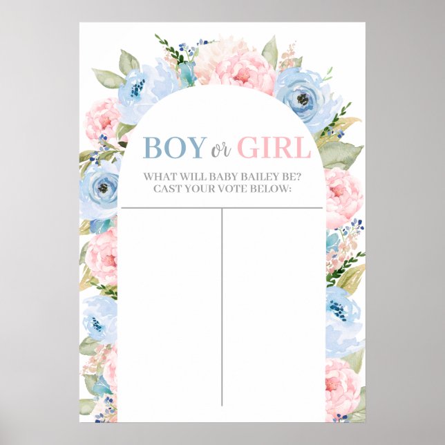 Grafikdiagram för blommigten Boy eller Girl, gissa Poster (Framsidan)