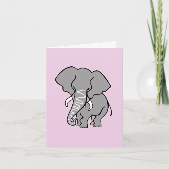 GrafikELEFANT-Vilda djur-natur-Rosa Kort (Framsida)