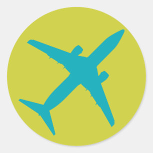 Grafikflygplan i Aqua Blue Runt Klistermärke
