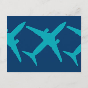 Grafikflygplan i Aqua Blue Vykort
