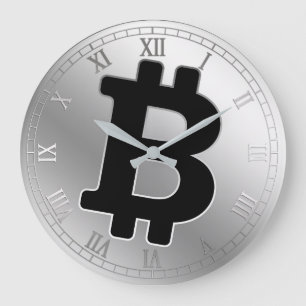 Grafikföretag för Bitcoin logotyp, kontorsmur Stor Klocka