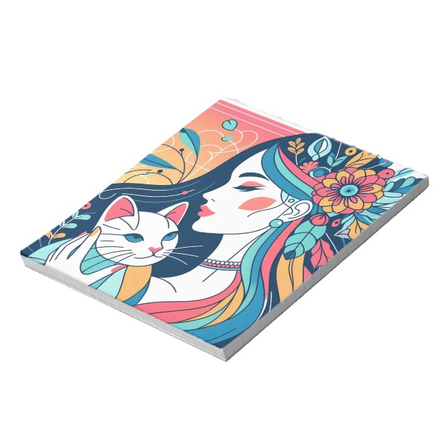 Grafikillustration för Cat Dam Anteckningsblock (Roterad)