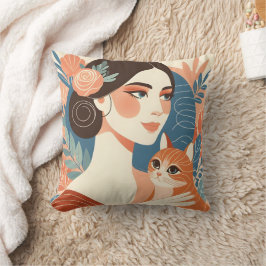 Grafikillustration för Cat Dam Kudde