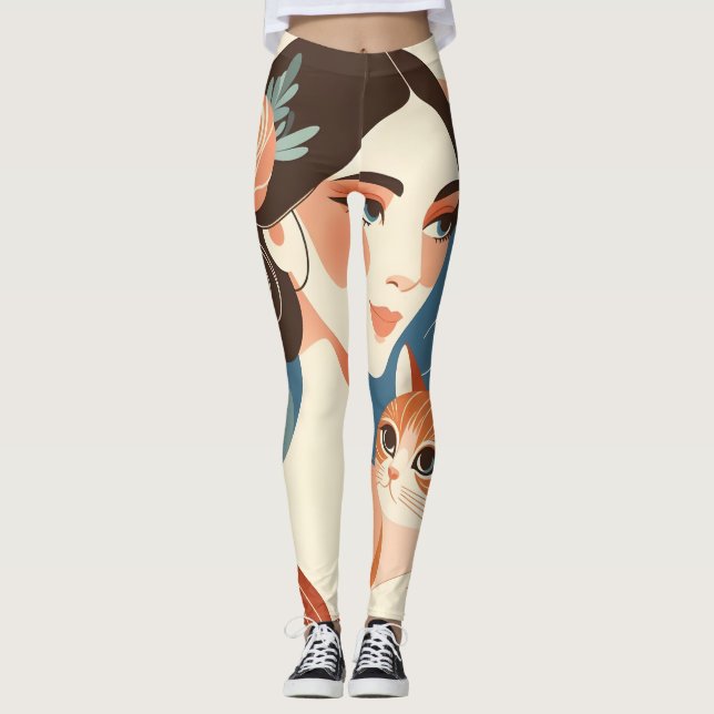 Grafikillustration för Cat Dam Leggings (Framsida)