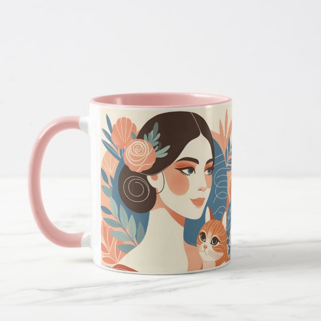 Grafikillustration för Cat Dam Mugg (Vänster)