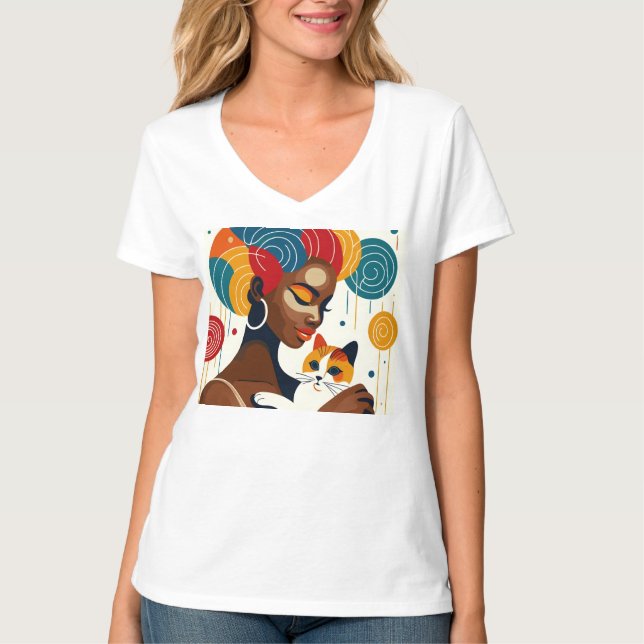 Grafikillustration för Cat Dam T Shirt (Framsida)
