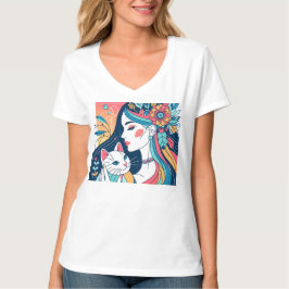 Grafikillustration för Cat Dam T Shirt