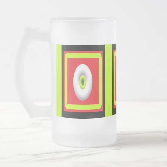 Grafikkonst globformar lime green white frostat ölglas (Vänster)
