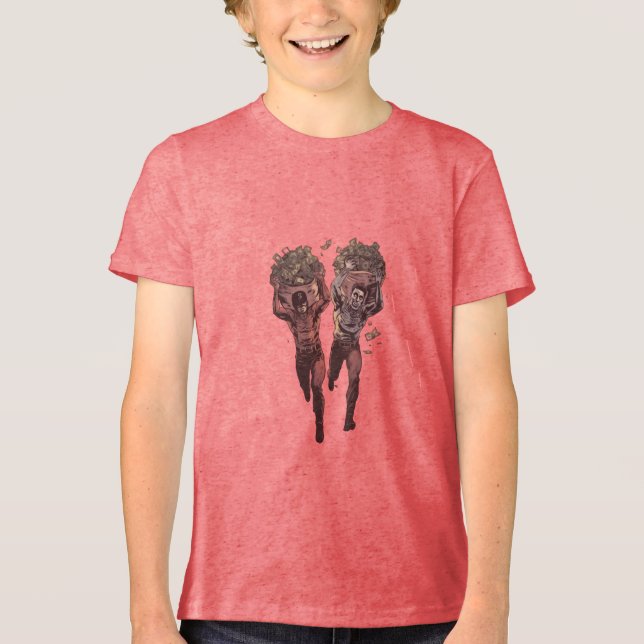 Grafikkort för fet Tecknad Stil Pengarar T Shirt (Framsida)