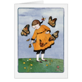 Grafikkort för Monarch Butterfly Girl Hälsningskort