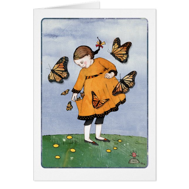 Grafikkort för Monarch Butterfly Girl Hälsningskort (Framsidan)