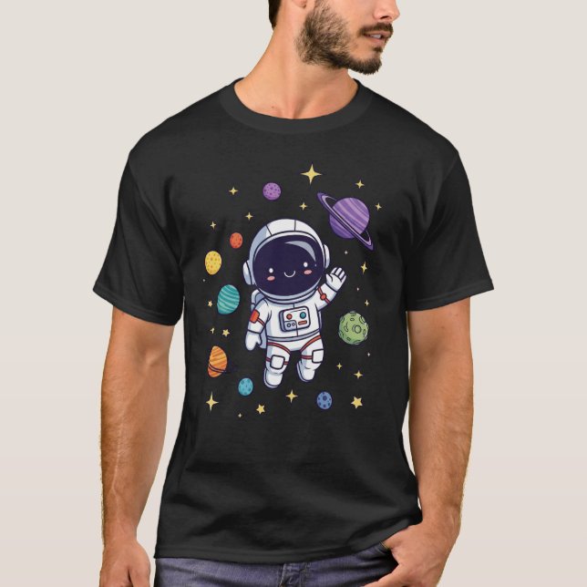Grafikkort för T-Shirt-färgat cute-astronaut T Shirt (Framsida)
