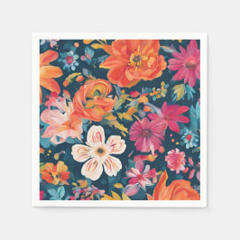 Grafikkort med kraftig Blommigt Pappersservett