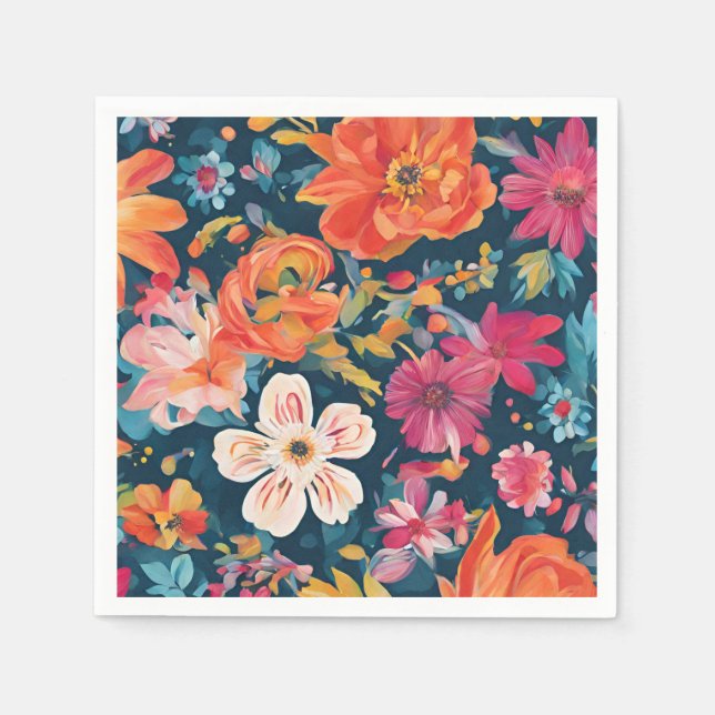 Grafikkort med kraftig Blommigt Pappersservett (Framsidan)