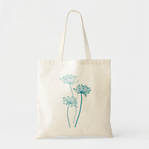 Grafikmodern blomkö parsley teal bag tygkasse