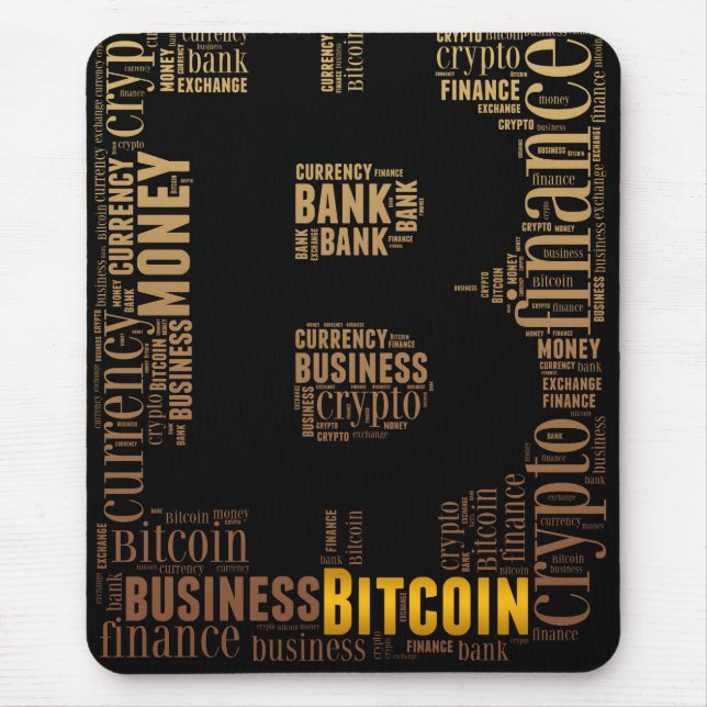 Grafikordteckning för Bitcoin logotyp Musmatta (Framsidan)