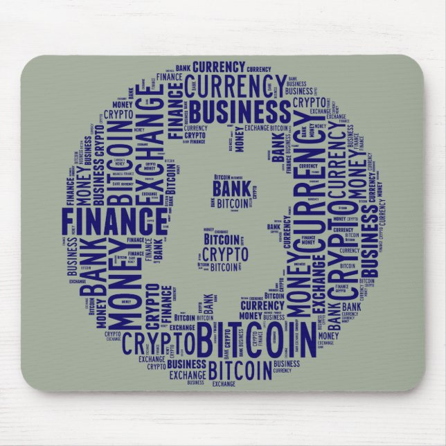 Grafikordteckning för Bitcoin logotyp Musmatta (Framsidan)