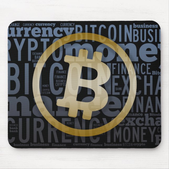 Grafikordteckning för Bitcoin logotyp Musmatta (Framsidan)