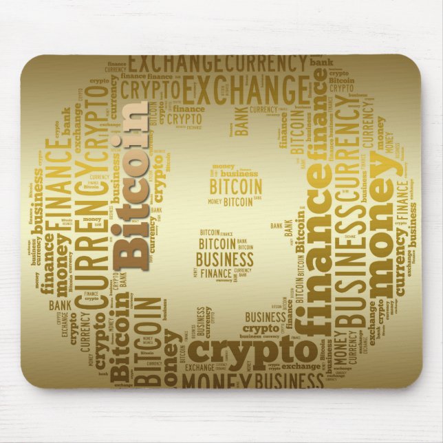 Grafikordteckning för Bitcoin logotyp Musmatta (Framsidan)
