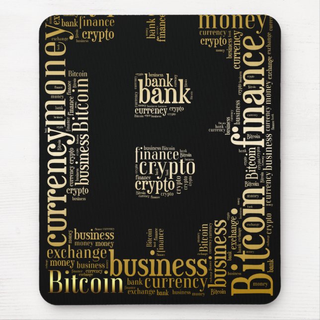 Grafikordteckning för Bitcoin logotyp Musmatta (Framsidan)
