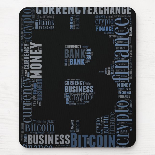 Grafikordteckning för Bitcoin logotyp Musmatta (Framsidan)
