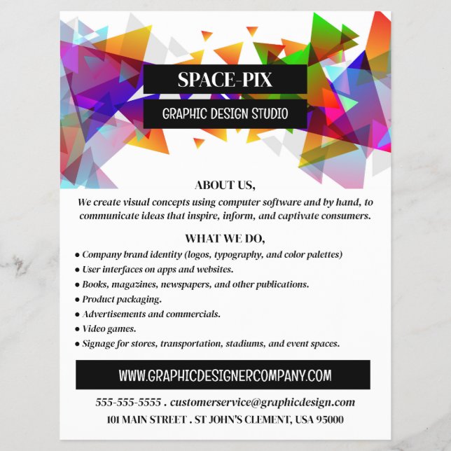 Grafiktriangeldesign, grafisk designanpassning reklamblad (Framsidan)