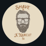 Grafiktyp för Shave & A Haircut Retro Barber Shop Runt Klistermärke<br><div class="desc">Matchande objekt är tillgängliga.</div>