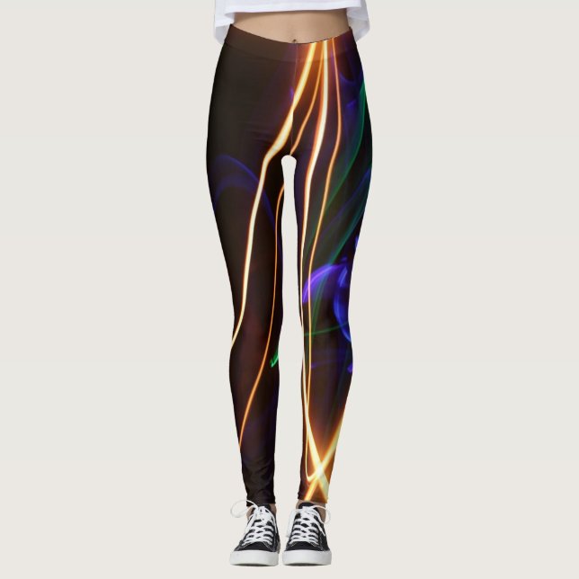 Grafikutskrift av laserljus Linjer Leggings (Framsida)