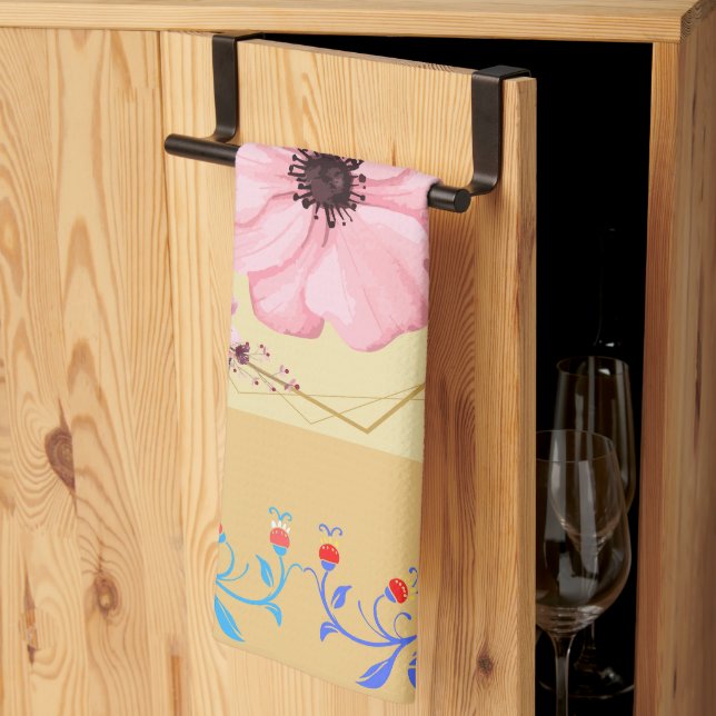 Grafikverk, Rosa och blå Vår blommor Kökshandduk (Thirds Fold)