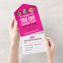 Grafikvit rosa fyra foton 50:e Födelsedagsfesten