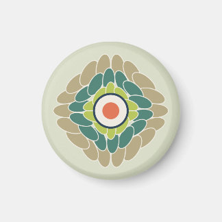 Grafische grüne Blattrosette in Wasabi und Khaki Magnet